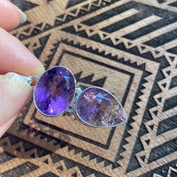 Amethyst & Ametrine 925 Sterling Silver pendant - Picture 4 of 11